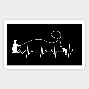 Fly Fishing Heartbeat Fish EKG Trout Fishing by TeeCreations Magnet